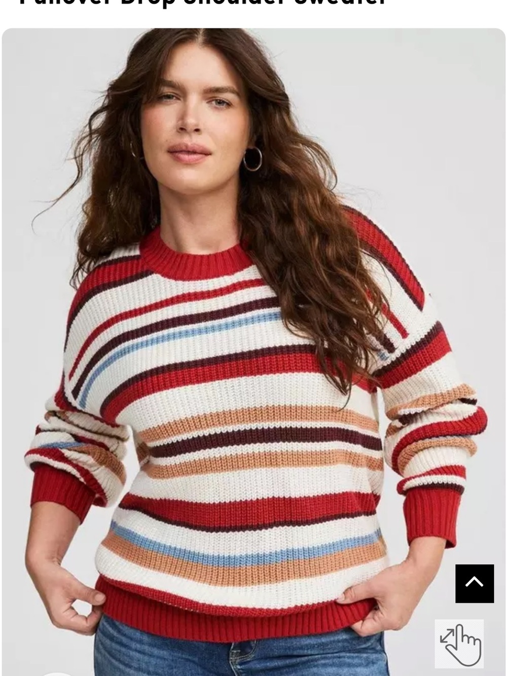 torrid Striped Crewneck Sweater in Red, Cream & Blue
